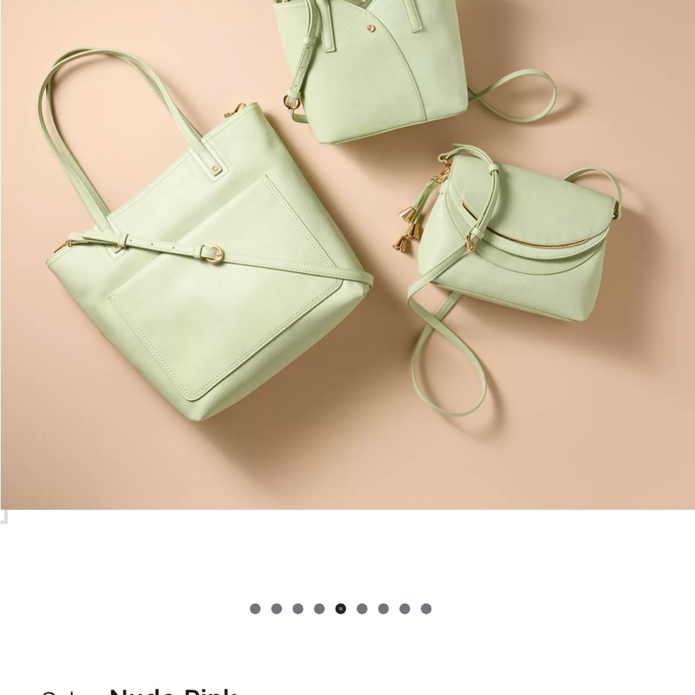 Lauren Conrad Nude Pink Crossbody Bag with Curved Shape and Decorative Flap - Picture 4 of 5